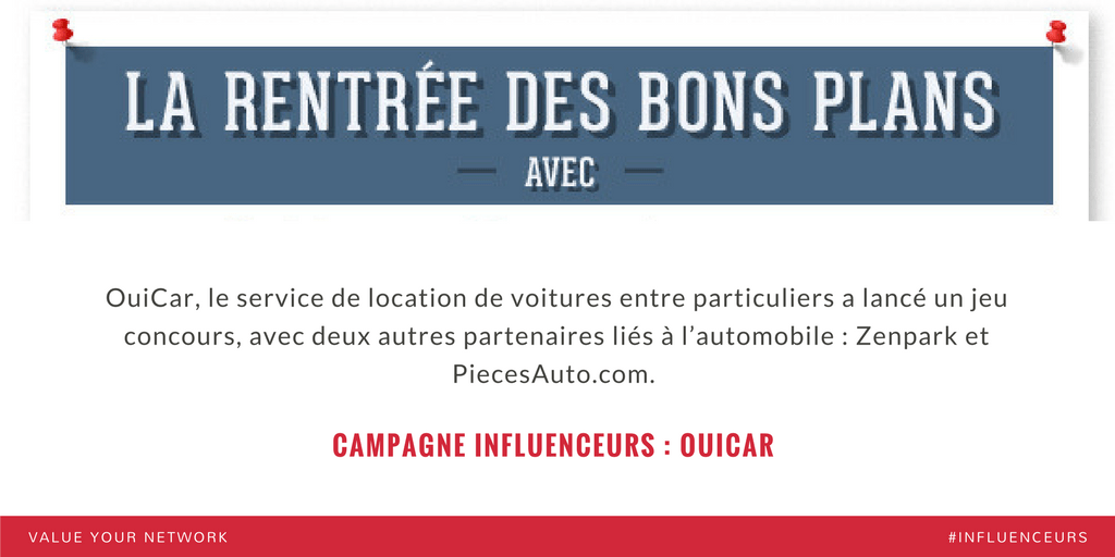 Campagne marketing influenceurs voiture : OuiCar