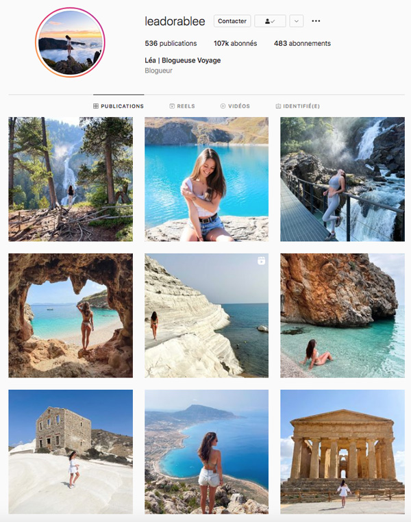 Top 10 influenceurs Voyage instagram leadorablee
