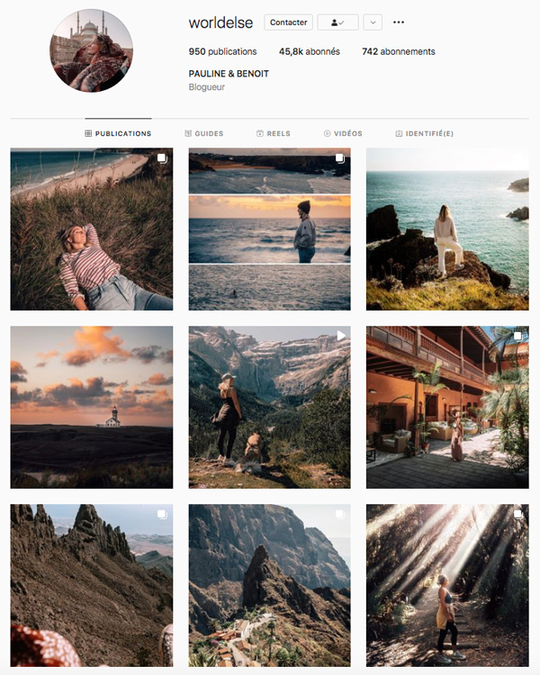 Top 10 influenceurs Voyage instagram worldelse